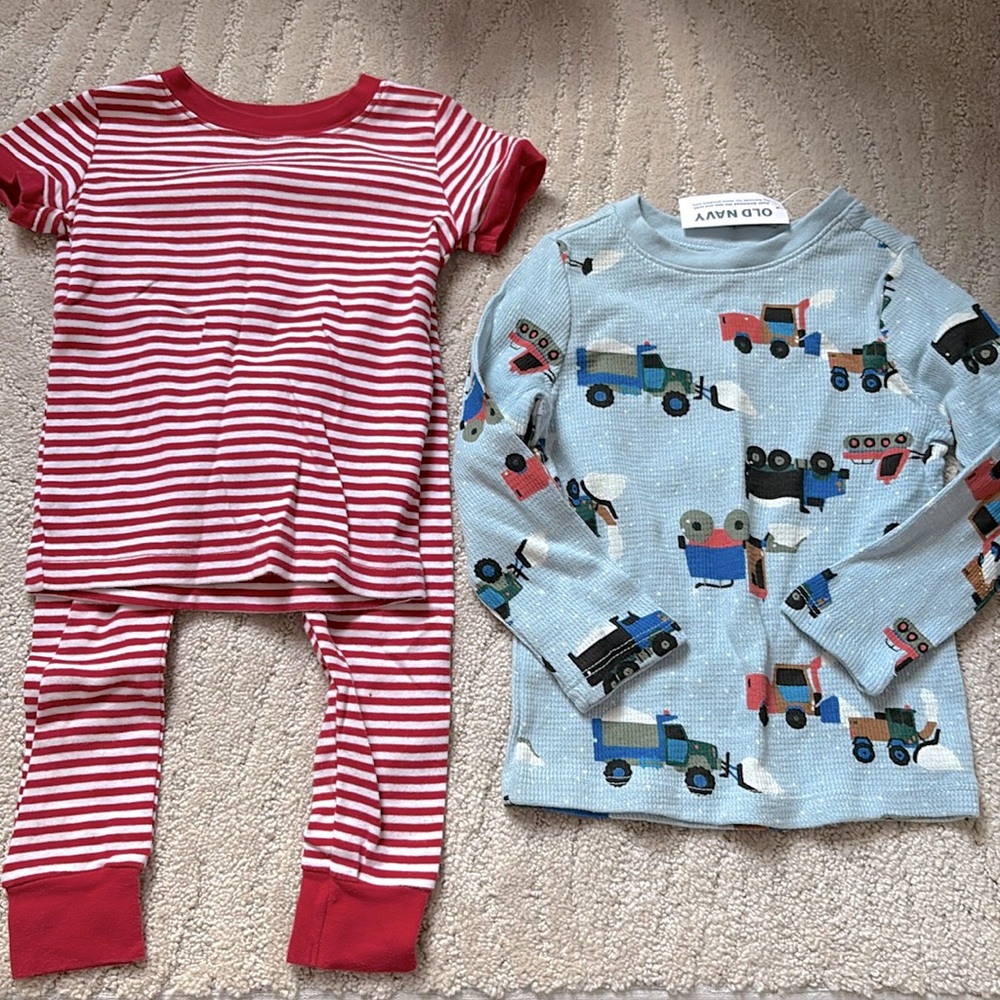Old Navy Pajama Lot Candy Cane Stripes Trucks